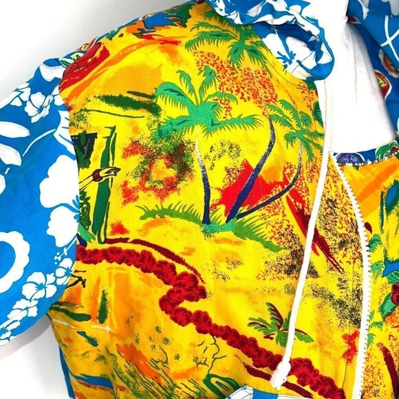 Surya Jacket Tank Top Set Medium M Womens Vintage Tropical Pattern Beaded Rayon - Picture 13 of 14